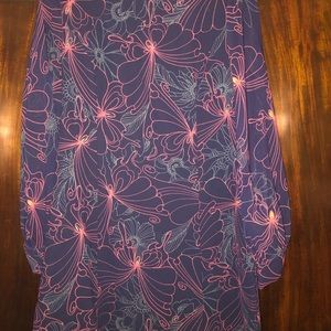 Julie Brown navy blue sheer long sleeve dress